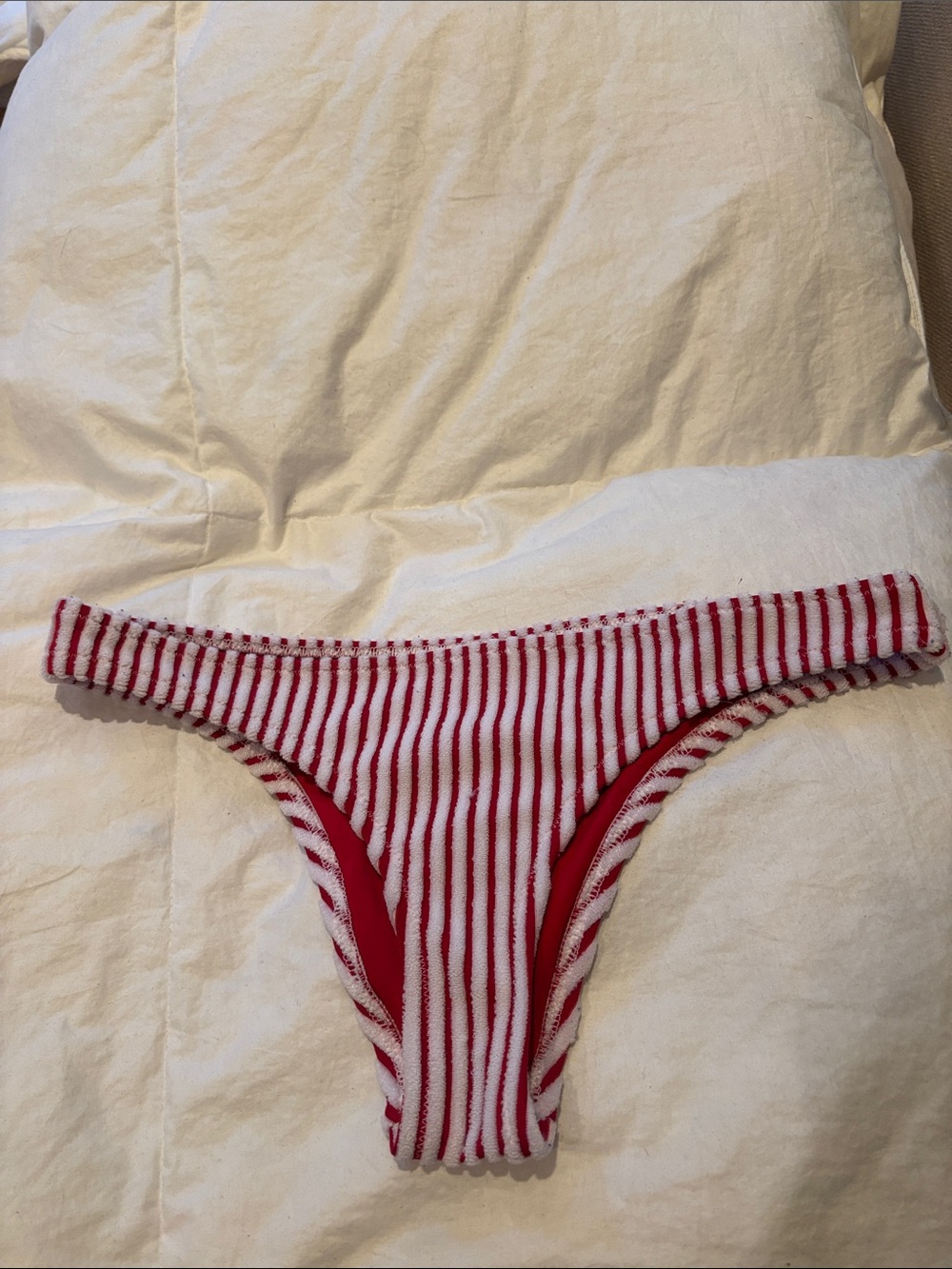 RARE! super cute Spiritual Gangster Red and White Ribbed Bikini Bottom